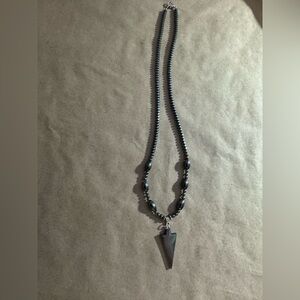 Hematite Necklace Dark Grey Handmade arrowhead pendant Native American good luck